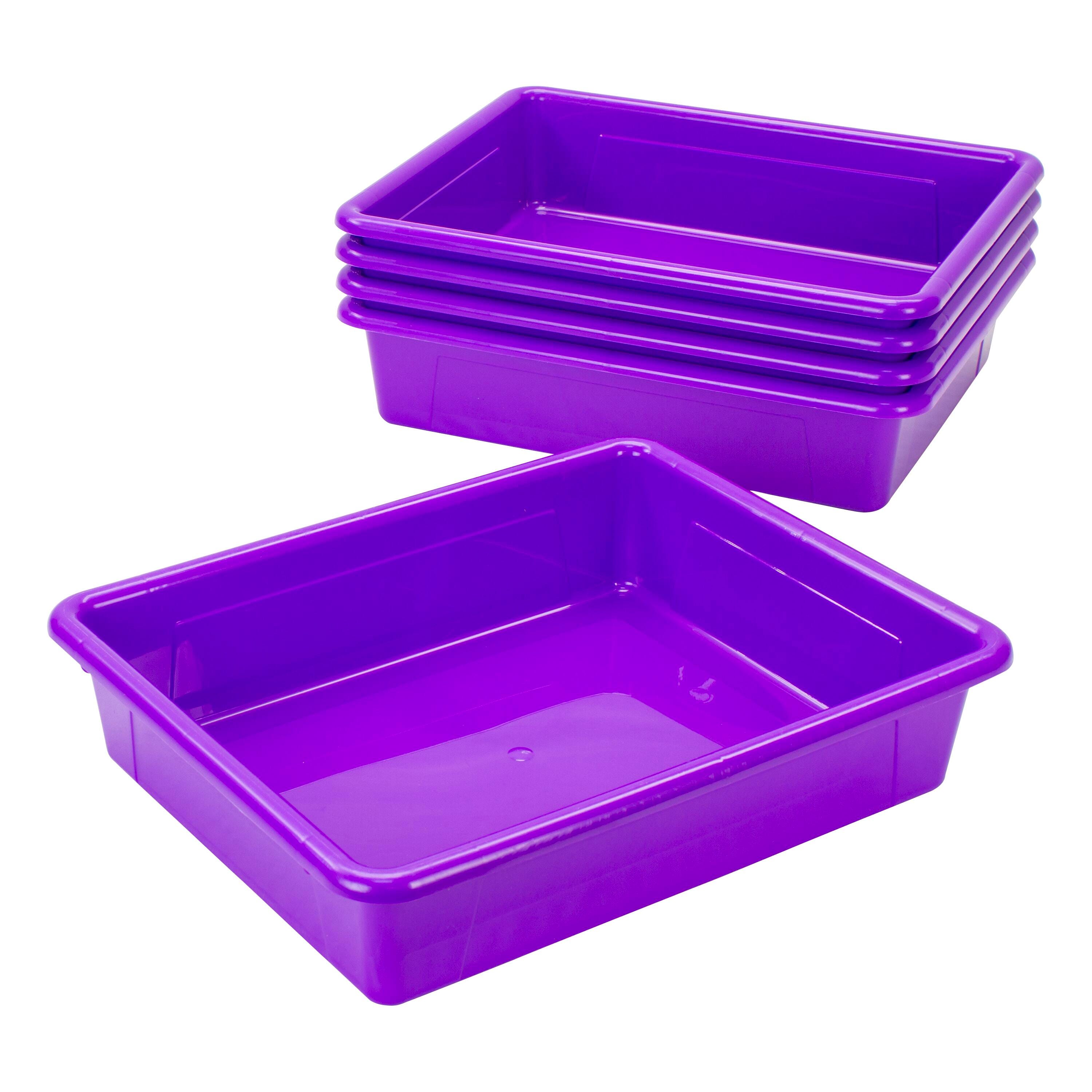 School Smart Storage Tray, Letter Size, 10-3/4 x 13-1/4 x 3 Inches, Violet, Pack of 5 2012817